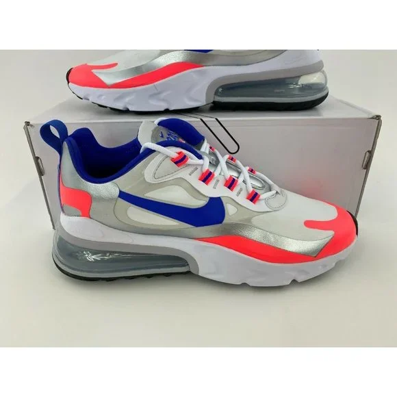 Nike Air Max 270 React Orange Blue Women's Sneakers Shoes Silver - Picture 5 of 12